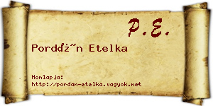 Pordán Etelka névjegykártya