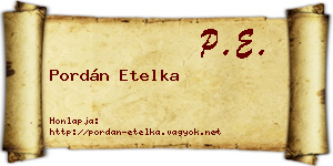 Pordán Etelka névjegykártya